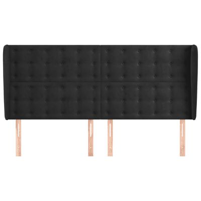 vidaXL Tăblie de pat cu aripioare, negru, 163x23x118/128 cm, catifea