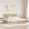 vidaXL Cadru de pat cu headboard Sonoma 200 x 200 cm Lemn de pin masiv