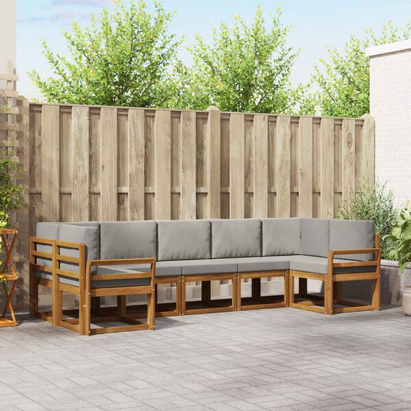 vidaXL Set de canapele de exterior 7 pcs Gri natural și deschis