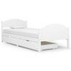 vidaXL Cadru de pat cu 2 sertare, alb, 90x200 cm, lemn masiv de pin