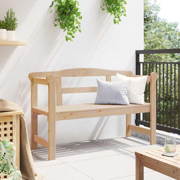 vidaXL Bancă de exterior natural 119 x 44 x 76 cm Lemn de pin masiv
