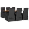 vidaXL Set mobilier de grădină cu perne, 7 piese, negru, poliratan