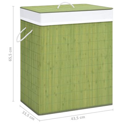 vidaXL Coș de rufe din bambus cu o secțiune, verde, 83 L