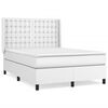 vidaXL Pat box spring cu saltea, alb, 140x200 cm, piele ecologică