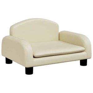 vidaXL Pat de c&acirc;ini, crem, 50x40x30 cm, piele ecologică