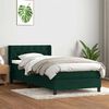 vidaXL Pat box spring cu saltea, verde &icirc;nchis, 80x220 cm, catifea