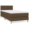 vidaXL Pat box spring cu saltea, maro &icirc;nchis, 90x200 cm, textil