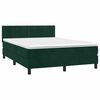 vidaXL Pat box spring cu saltea, verde &icirc;nchis, 140x190 cm, catifea