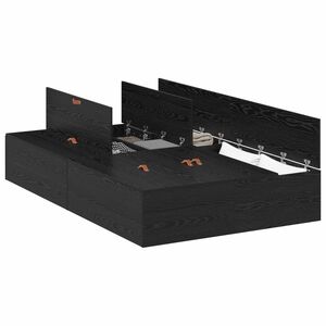 vidaXL Cadru de pat cu depozitare Stejar Negru 120 x 200 cm