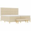 vidaXL Pat cu arcuri cu saltea cu headboard Crem 200 x 200 cm țesătură