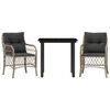 vidaXL Set bistro cu perne, 3 piese, gri deschis, poliratan