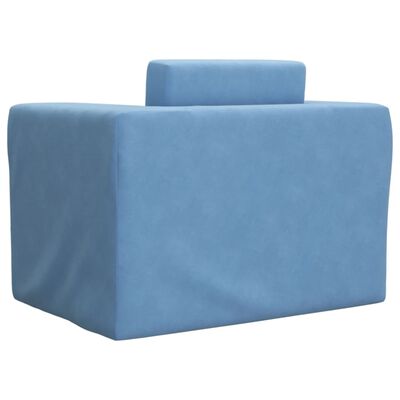 vidaXL Canapea extensibilă pentru copii, albastru, pluș moale