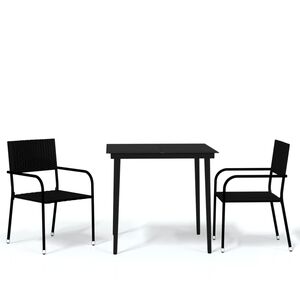 vidaXL Set de mobilier pentru grădină, 3 piese, negru
