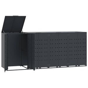 vidaXL Depozitare coș gunoi roți 4 coșuri antracit 276x79x117 cm oțel