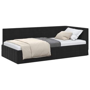 vidaXL Cadru de pat colțar cu headboard Negru 100 cm x 200 cm Catifea