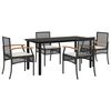 vidaXL Set mobilier de grădină cu perne, 5 piese, negru, poliratan