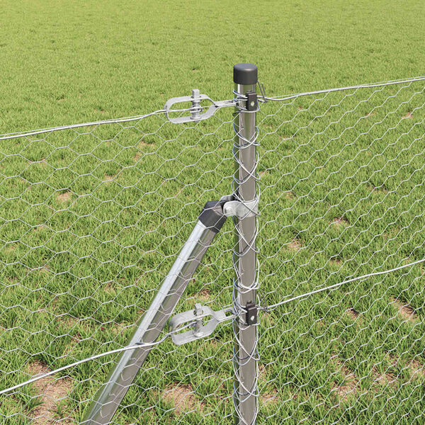 vidaXL St&acirc;lp de gard. Argintiu 10 x 0,6 m (plasă de 25 mm) Oțel