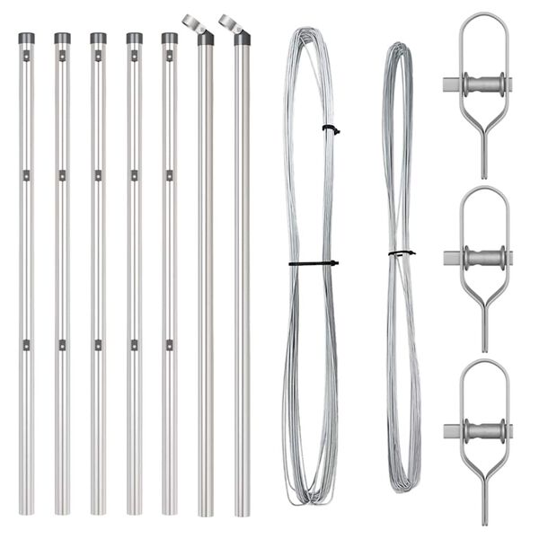 vidaXL St&acirc;lp de gard. 7 pcs Argintiu Oțel