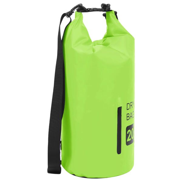 vidaXL Rucsac impermeabil cu fermoar, verde, 20 L, PVC
