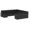 vidaXL Set canapele de grădină, 12 piese, cu perne, negru, poliratan