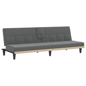 vidaXL Canapea extensibilă cu suporturi de pahar, gri &icirc;nchis, textil