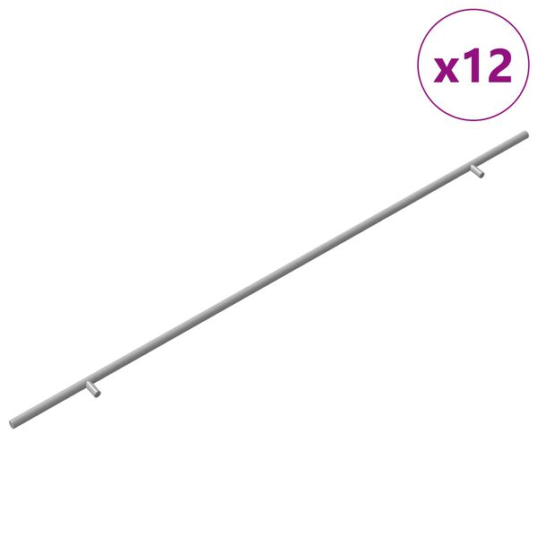 vidaXL M&acirc;ner pentru Dulap 12 pcs Argintiu 900 mm Oţel inoxidabil