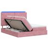 vidaXL Pat cu LED și saltea Roz 180 x 200 cm Catifea