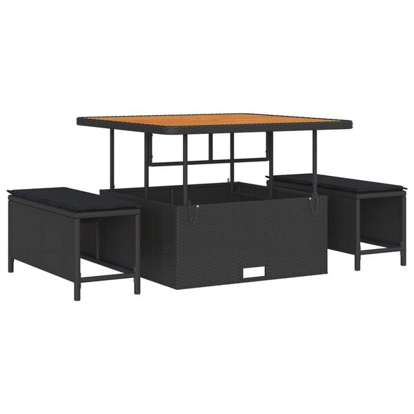 vidaXL Set de canapele pentru grădină cu pernă 11 pcs Negru