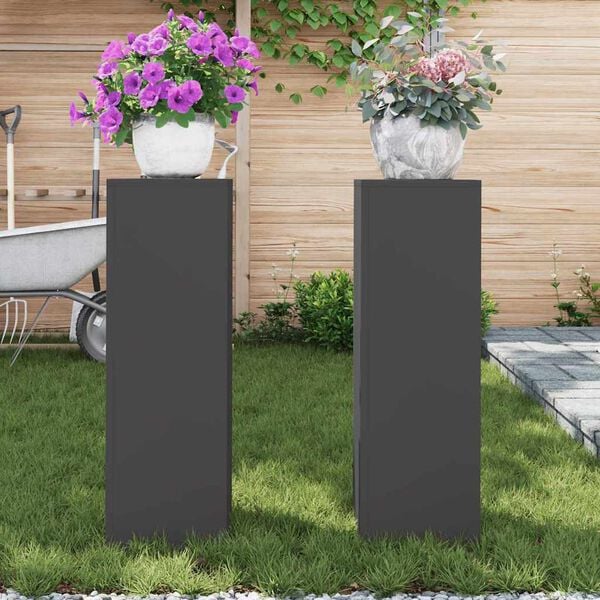 vidaXL Suport pentru plante 2 pcs Negru 24 x 24 x 75 cm Oțel