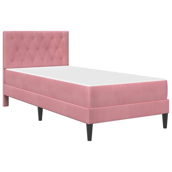 vidaXL Cadru de pat cu saltea cu headboard Roz 80 x 200 cm Catifea