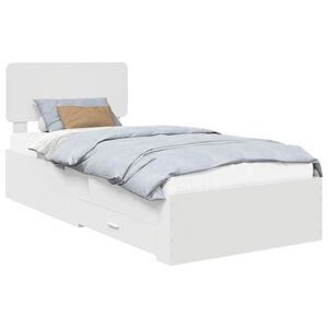 vidaXL Cadru de pat cu headboard Alb 75 x 190 cm Lemn compozit