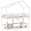 vidaXL Pat etajat cu scară și acoperiș, alb, 90x190 cm, lemn masiv pin
