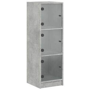 vidaXL Dulap cu uși din sticlă, gri beton, 35x37x109 cm