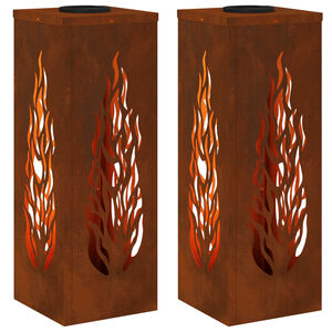 vidaXL Lumină LED Solară pentru Alei 2 pcs Oțel Corten Oțel Corten