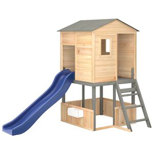 vidaXL Set de joacă &icirc;n aer liber din lemn masiv de brad gri &icirc;nchis