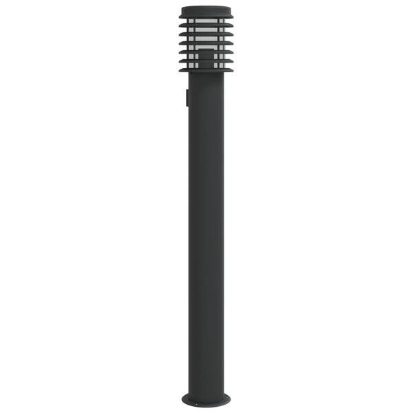 vidaXL Lampă exterioară de podea cu priză, negru, 110 cm, oțel inox