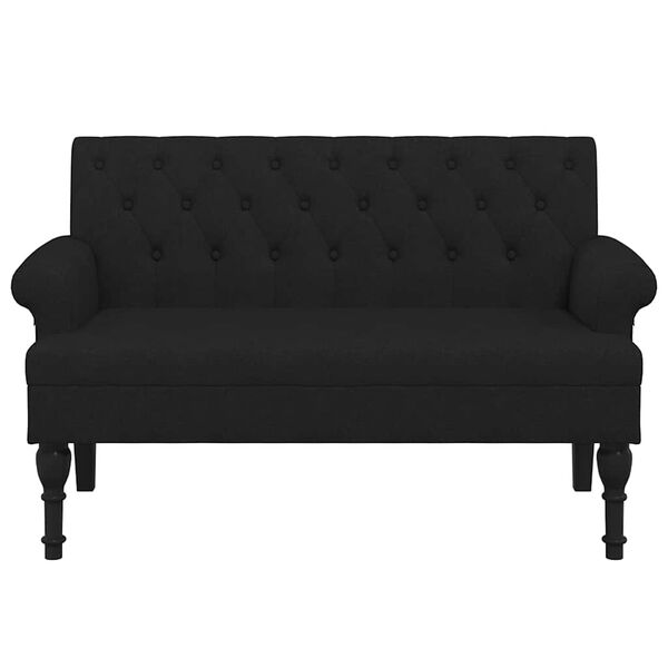 vidaXL Bancă cu spătar negru 120x62x75,5 cm, material textil
