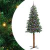 vidaXL Brad de Crăciun subțire Verde 210 cm PVC și lemn de PIN masiv
