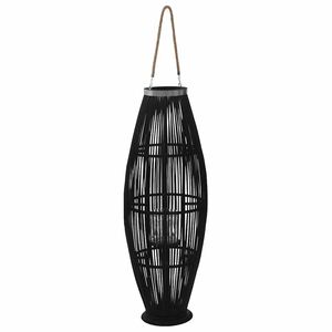 vidaXL Suport felinar lum&acirc;nări suspendat, negru, 95 cm, bambus