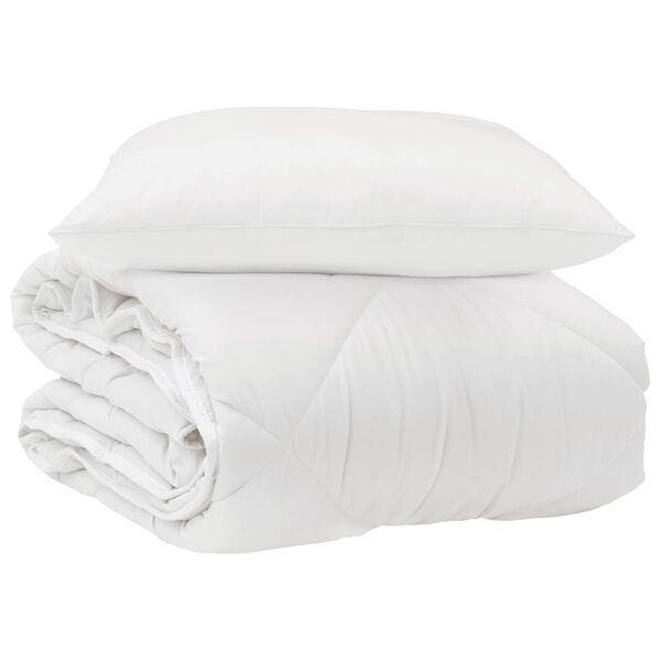 vidaXL Duvet pentru Toate Sezoanele cu pernă 2 pcs Alb Microfibră