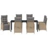vidaXL Set de masă pentru grădină cu pernă 7 pcs Bej poliratan