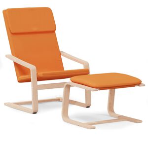 vidaXL Scaun de relaxare cu taburet, galben &icirc;nchis, material textil