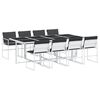 vidaXL Set mobilier de grădină, 9 piese, cu perne, alb, textilenă