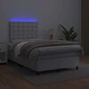 vidaXL Pat box spring cu saltea și LED, alb, 120x190 cm, piele eco