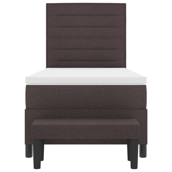 vidaXL Pat cu arcuri cu saltea Maro &icirc;nchis 80 x 200 cm țesătură