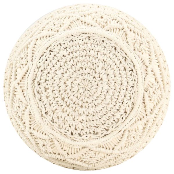 vidaXL Taburet puf macrame lucrat manual, 45 x 30 cm, bumbac