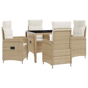 vidaXL Set dining pentru exterior cu pernă 5 pcs Bej și alb crem