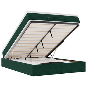vidaXL Cadru de pat otoman cu saltea verde &icirc;nchis 140x200cm catifea