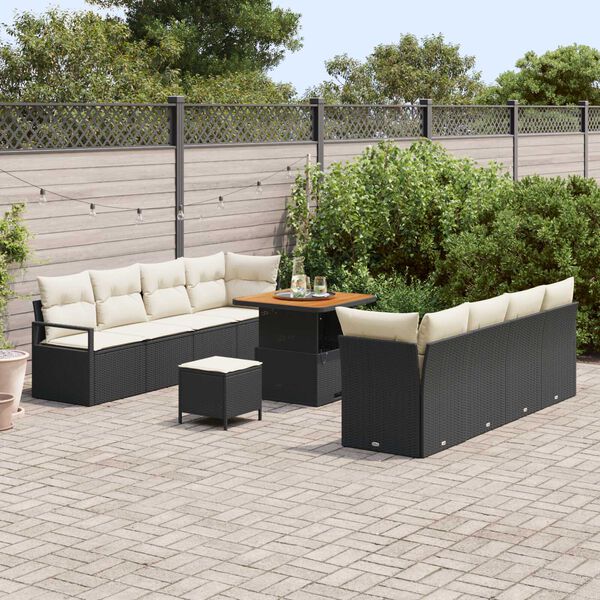 vidaXL Set de canapele pentru grădină Negru și Crem 80 x 80 x 71 cm