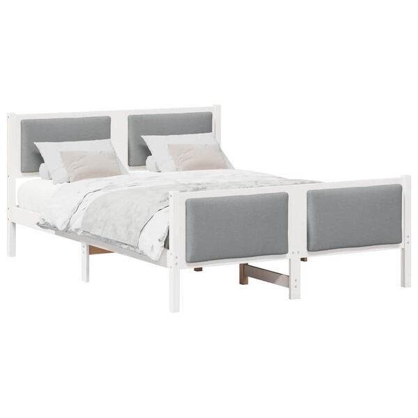 vidaXL Cadru de pat cu headboard Gri deschis 140 x 200 cm țesătură